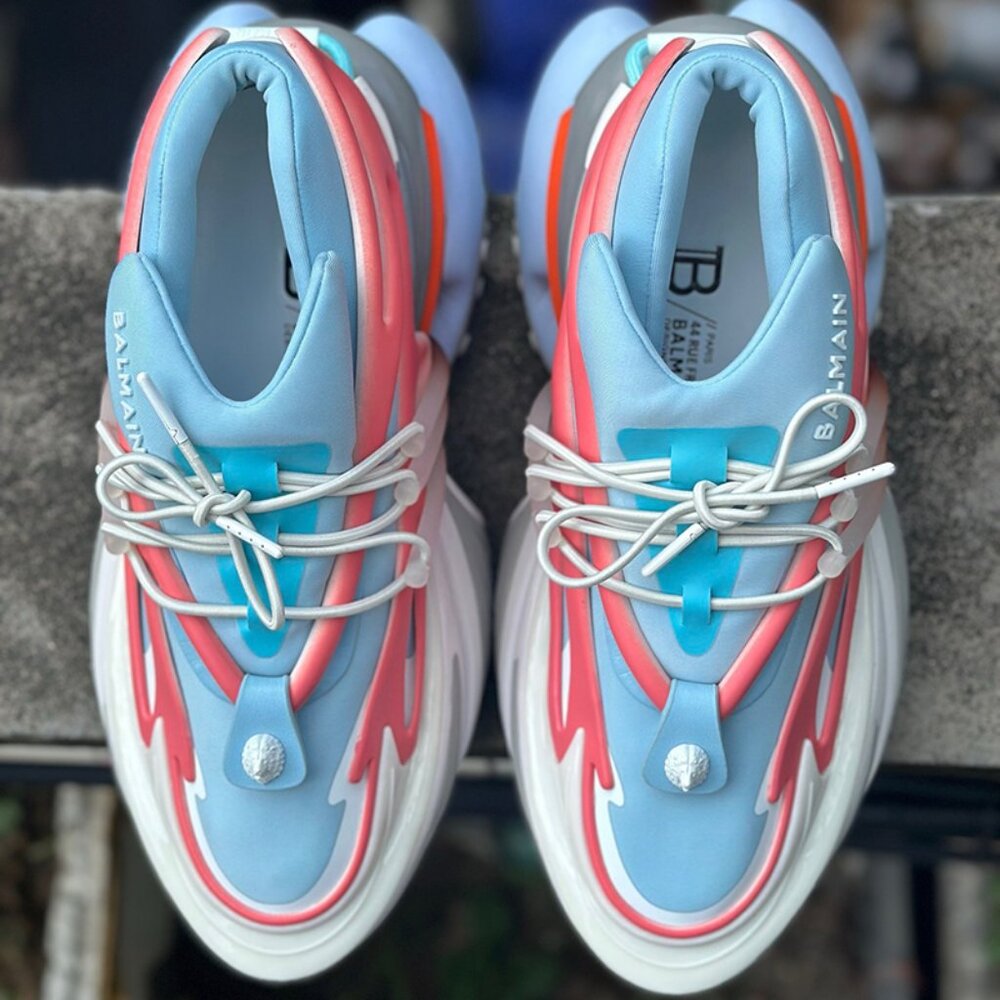 Balmain Blue And Pink Unicorn Sneakers - Picture 2 of 9